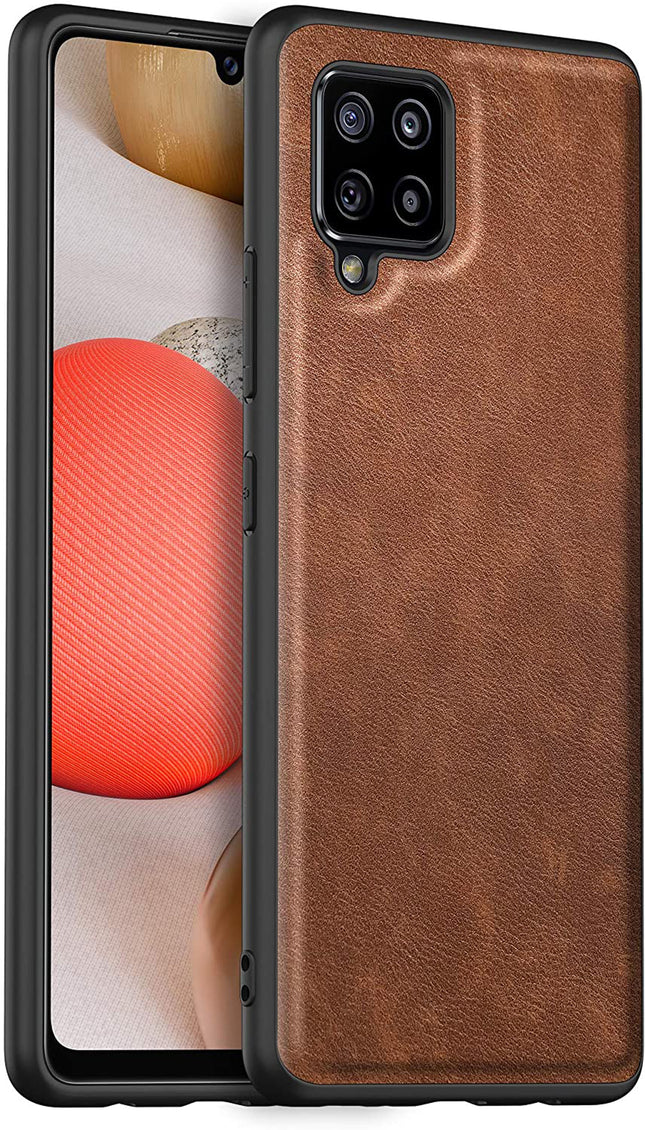 Tux Back Case for Samsung Galaxy M42 (5G) , Slim Leather Case with Soft Edge Shockproof Back Cover (Brown)