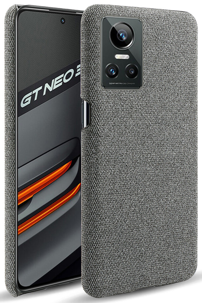 Mobizang Woven Soft Fabric Case for Realme GT Neo 3 (5G) Back Cover,  Shock Protection Slim Hard Anti Slip Back Cover (Grey)