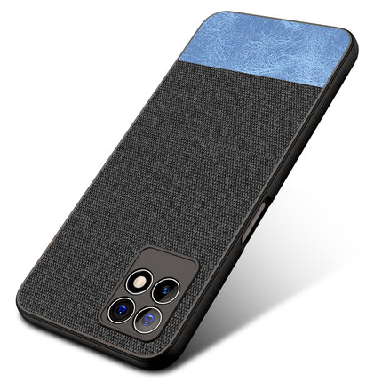 Soft Fabric & Leather Hybrid Protective Case Cover for Realme 8i (Black,Blue)