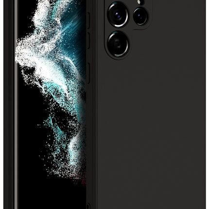 Matte Lens Protective Back Cover for Samsung Galaxy S22 ULTRA, Slim Silicone with Soft Lining Shockproof Flexible Full Body Bumper Case (Black)
