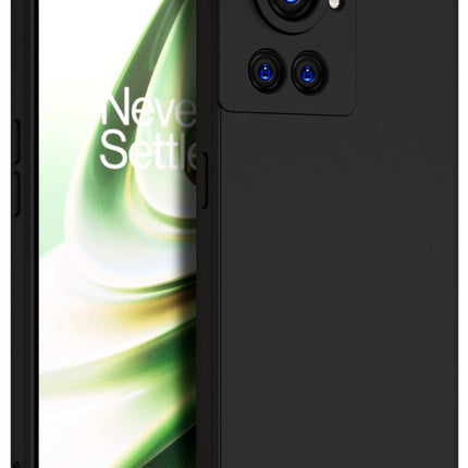 Matte Lens Protective Shockproof Flexible Back Cover for OnePlus 10R, Slim Silicone with Soft Lining Shockproof Flexible Full Body Bumper Case (Black)
