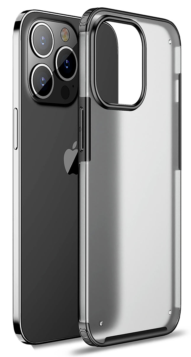 Shield Frosted Acrylic Back Shock Proof Case Cover for Apple iPhone 13 Pro Max (6.7) (Black)