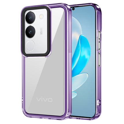 Mobizang Warrior Acrylic Clear Back Cover For Vivo V29 (5G) / Vivo V29 Pro (5G) | Slim Shockproof [Military Grade Protection] Hybrid Bumper Case (Purple Sides)