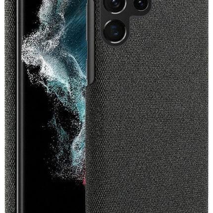 Mobizang Woven Soft Fabric Case for Samsung Galaxy S23 ULTRA Back Cover, Shock Protection Slim Hard Anti Slip Back Cover (Black)