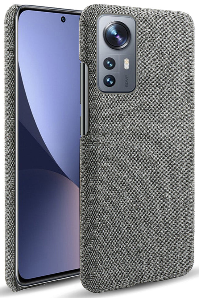 Mobizang Woven Soft Fabric Case for Xiaomi 12 Pro (5G) Back Cover,  Shock Protection Slim Hard Anti Slip Back Cover (Grey)