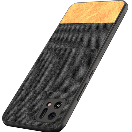 Soft Fabric & Leather Hybrid Protective Case Cover for Oppo A16K (Black ,Brown)