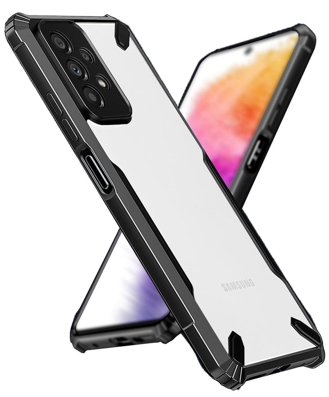 Mobizang Bull Back Cover for Samsung Galaxy A73 (5G), Shockproof Slim Hybrid Clear Case (Black)