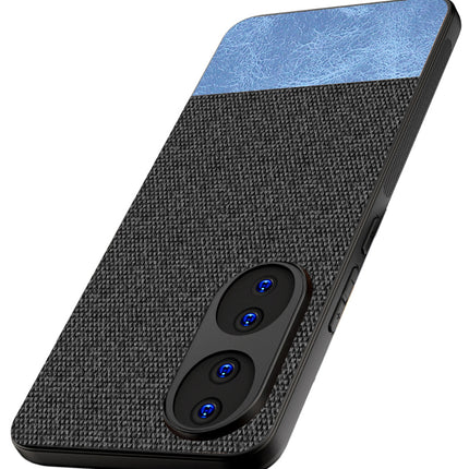 Mobizang Soft Fabric & Leather Hybrid Protective Back Cover for Honor 90 (5G) | Shockproof Slim Hard Anti Slip Back Case (Black::Blue)