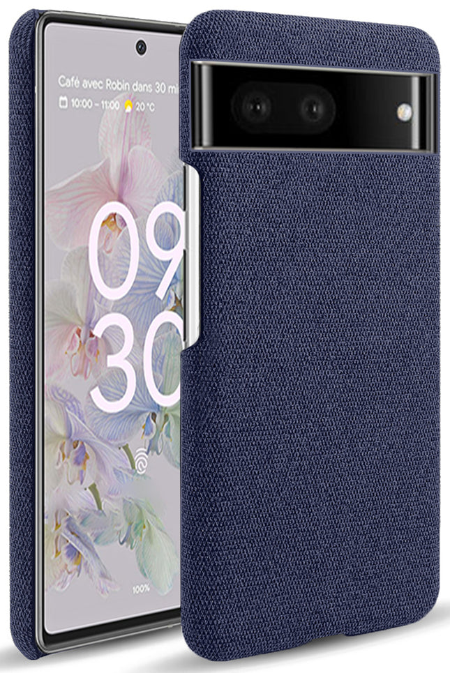 Mobizang Woven Soft Fabric Case for Google Pixel 7 Back Cover, Shock Protection Slim Hard Anti Slip Back Cover (Blue)