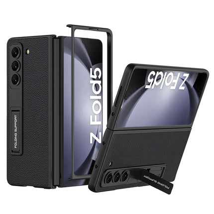 Mobizang Leather Case for Samsung Galaxy Z Fold 5 | Inbuilt Stand Hybrid Back Cover (Black)