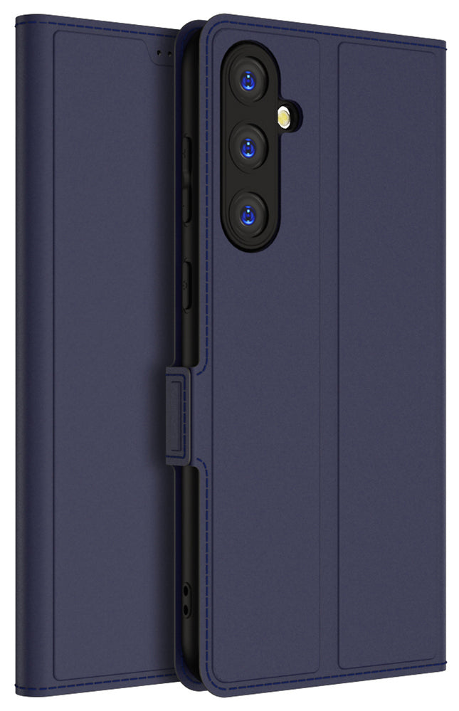 Mobizang Noble Slim Magnetic Leather Flip Case Cover for Samsung Galaxy S23 FE | Card Holder Stand Leather Flip Wallet Case (Blue)