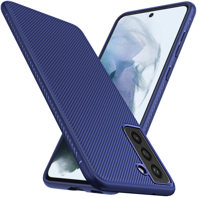 Twill Shockproof Soft Flexible Back Case Cover for Samsung Galaxy S21 FE (Blue)