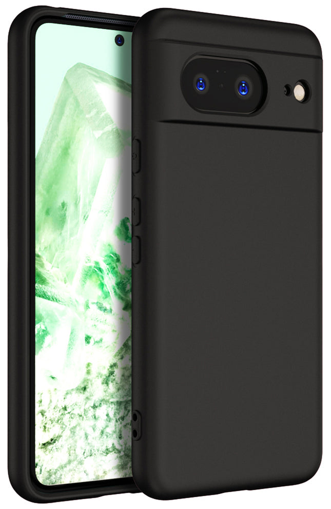 Mobizang Matte Protective Lens Flexible Back Cover for Google Pixel 8 | Slim Silicone with Soft Lining Shockproof Full Body Bumper Case (Black)