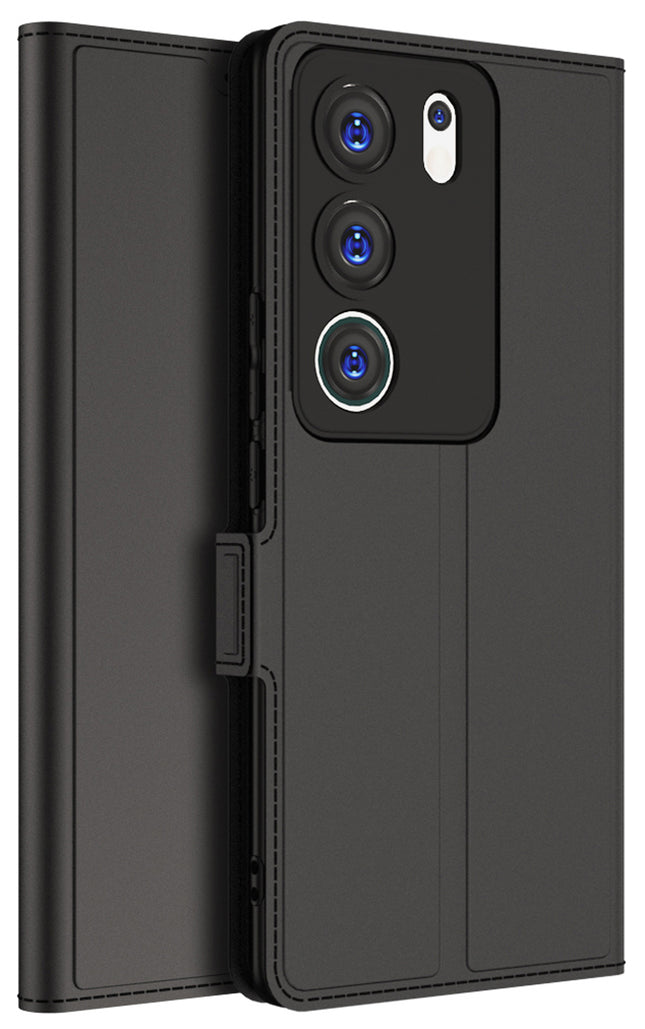 Mobizang Noble Slim Magnetic Leather Flip Case Cover for Vivo V29 (5G) / Vivo V29 Pro (5G) | Card Holder Stand Leather Flip Wallet Case (Black)