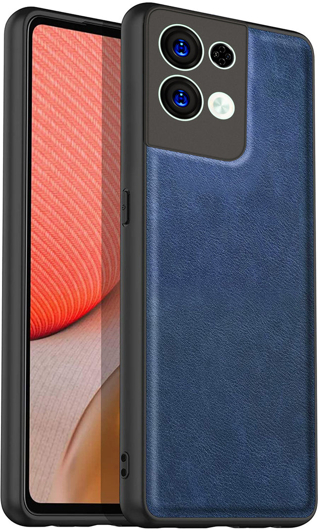 Mobizang Tux Back Case for Oppo Reno 8 Pro ,Slim Leather Case with Shockproof Back Cover (Blue)