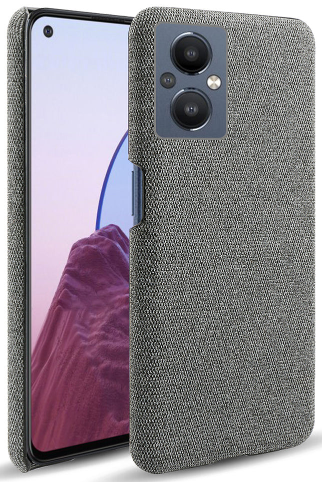 Woven Soft Fabric Case for Oppo F21 PRO (5G) Back Cover, Shock Protection Slim Hard Anti Slip Back Cover (Grey)
