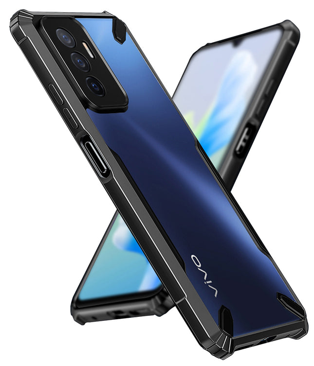 Mobizang Bull Back Cover for Vivo V23E (5G), Shockproof Slim Hybrid Clear Case (Black)