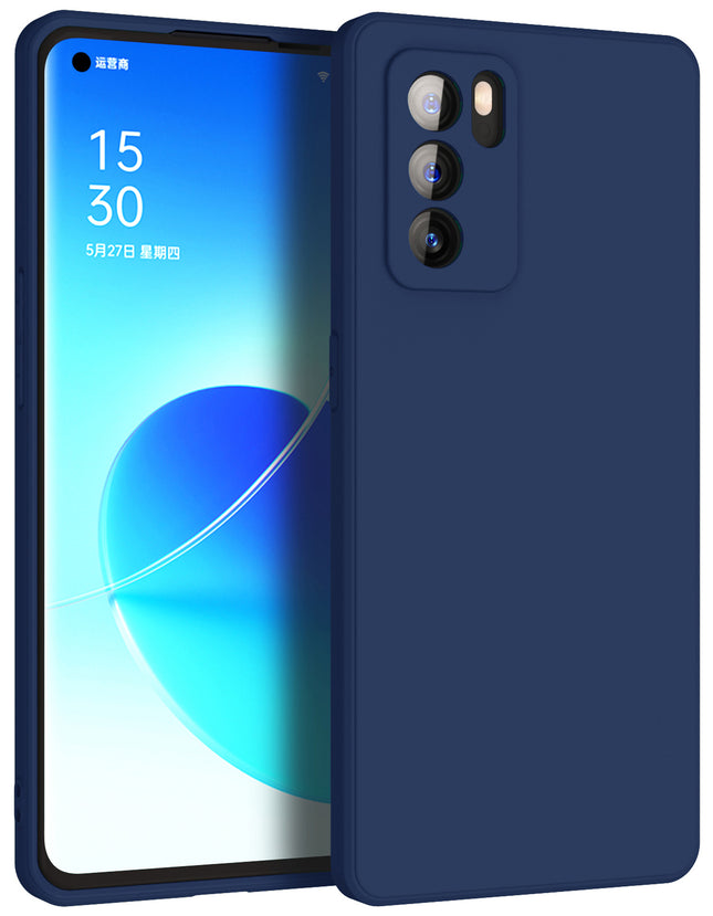 Matte Lens Protective Back Cover for Oppo Reno 6 Pro (5G) , Slim Silicone with Soft Lining Shockproof Flexible Full Body Bumper Case , Blue