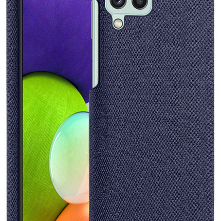 Woven Soft Fabric Case for Samsung Galaxy A22 (4G) Back Cover, Shock Protection Slim Hard Anti Slip Back Cover (Blue)