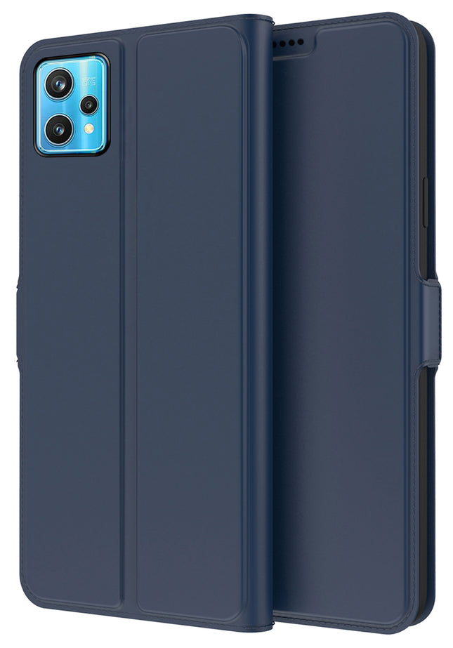 Noble Slim Flip Cover for Realme 9 Pro Plus , Magnetic and Card Holder Stand Leather Flip Wallet Case (Blue)