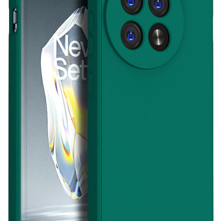 Mobizang Matte Protective Lens Flexible Back Cover for Oneplus 12R | Slim Silicone with Soft Lining Shockproof Full Body Bumper Case (Green)