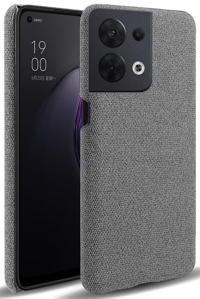 Mobizang Woven Soft Fabric Case for Oppo Reno 8 (5G) Back Cover, Shock Protection Slim Hard Anti Slip Back Cover (Grey)