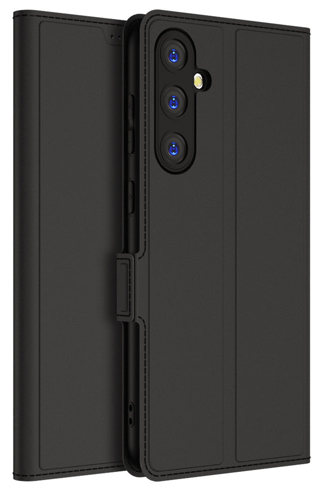 Mobizang Noble Slim Magnetic Leather Flip Case Cover for Samsung Galaxy S23 FE | Card Holder Stand Leather Flip Wallet Case (Black)