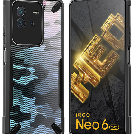 Mobizang Bull Camouflage Back Cover for IQOO Neo 6 (5G) , [Military Grade Protection] Shock Proof Slim Hybrid Bumper Case (Black)