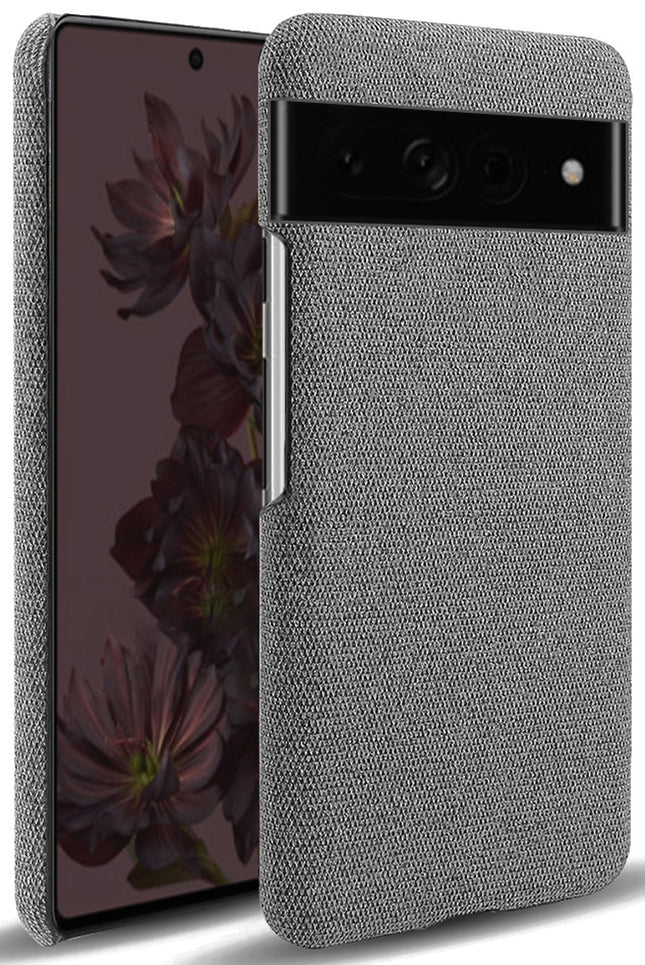 Mobizang Woven Soft Fabric Case for Google Pixel 7 Pro Back Cover, Shock Protection Slim Hard Anti Slip Back Cover (Grey)