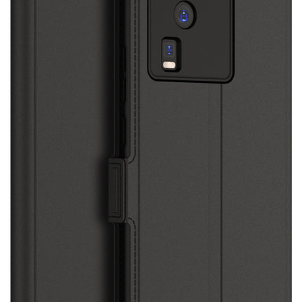 Mobizang Noble Slim Magnetic Leather Flip Case Cover for Vivo IQOO Neo 7 (5G) | Card Holder Stand Leather Flip Wallet Case (Black)