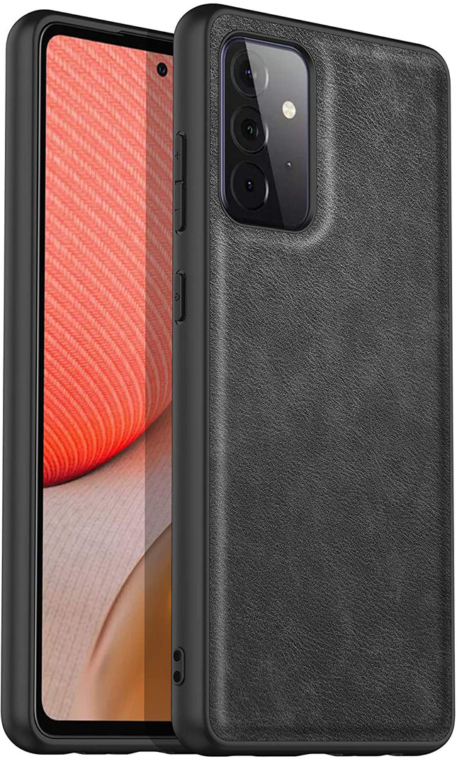 Tux Back Case for Samsun Galaxy A52 , Slim Leather Case with Soft Edge Shockproof Back Cover (Black)