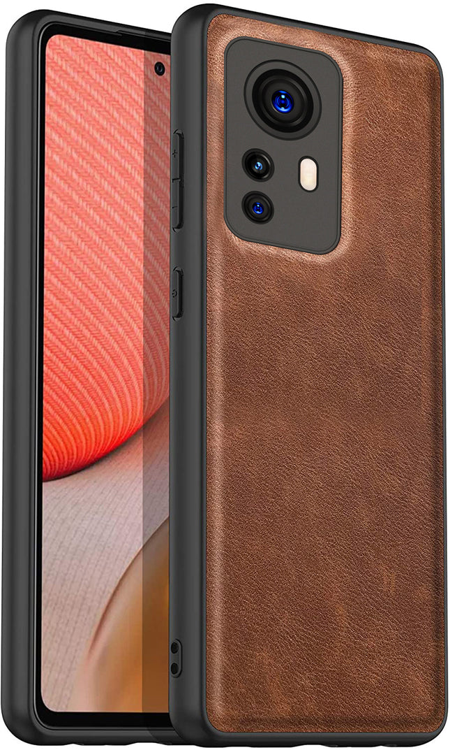 Tux Back Case for Xiaomi 12 PRO (5G) , Slim Leather Case with Shockproof Back Cover (Brown)