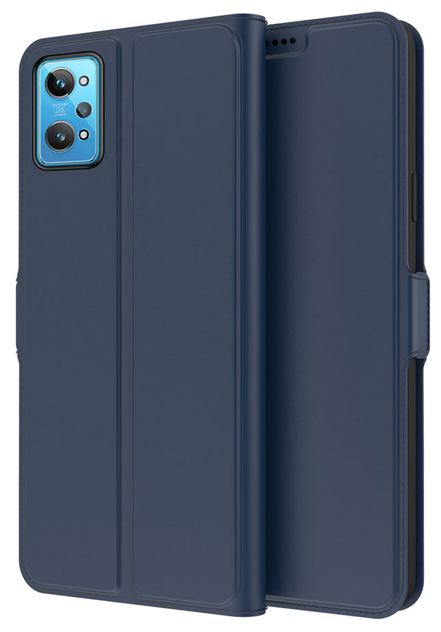 Noble Slim Flip Cover for Realme GT 2 , Magnetic and Card Holder Stand Leather Flip Wallet Case (Blue)