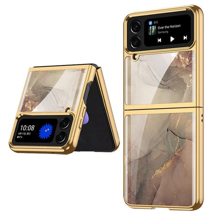 Mobizang 9H Glass Back Case for Samsung Galaxy Z Flip3 / Z Flip 3 ,Ultra Thin Full Body Protection Folding Hard Back Cover, Design 6