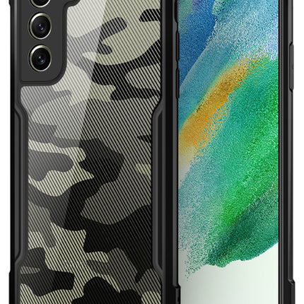Beetle Camouflage for Samsung Galaxy S21 FE Back Case, [Military Grade] Shockproof Slim Hybrid Cover (Black)