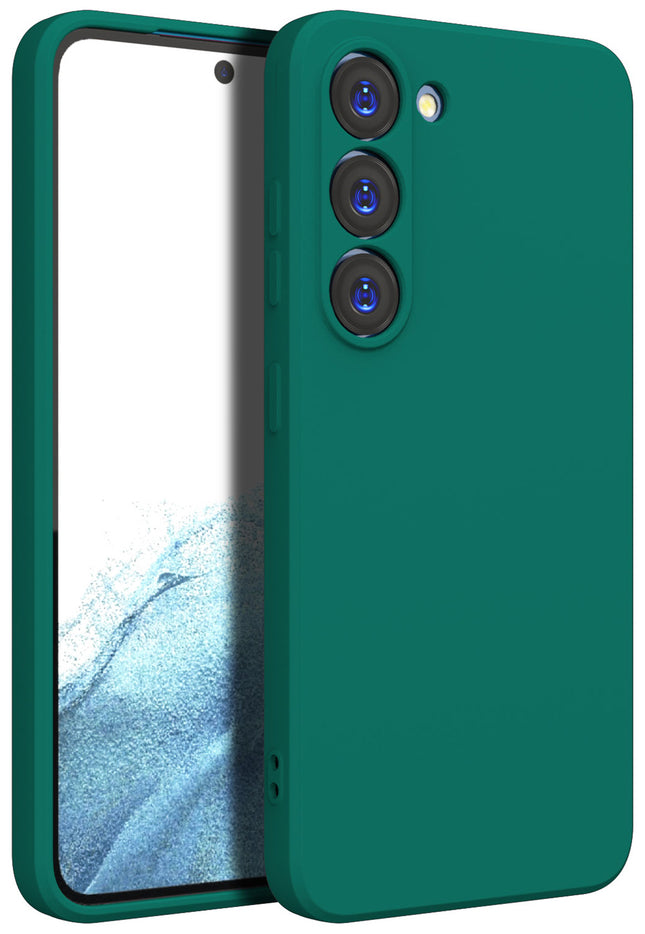 Mobizang Matte Protective Lens Flexible Back Cover for Samsung Galaxy S23 , Slim Silicone with Soft Lining Shockproof Full Body Bumper Case (Green)