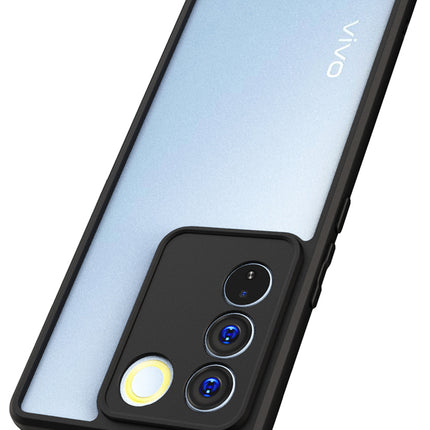 Mobizang Hawkeye Clear Back Cover for Vivo V27 (5G) / Vivo V27 Pro (5G) | Camera Lens Protector Shockproof Slim Clear Case Cover (Black Sides)