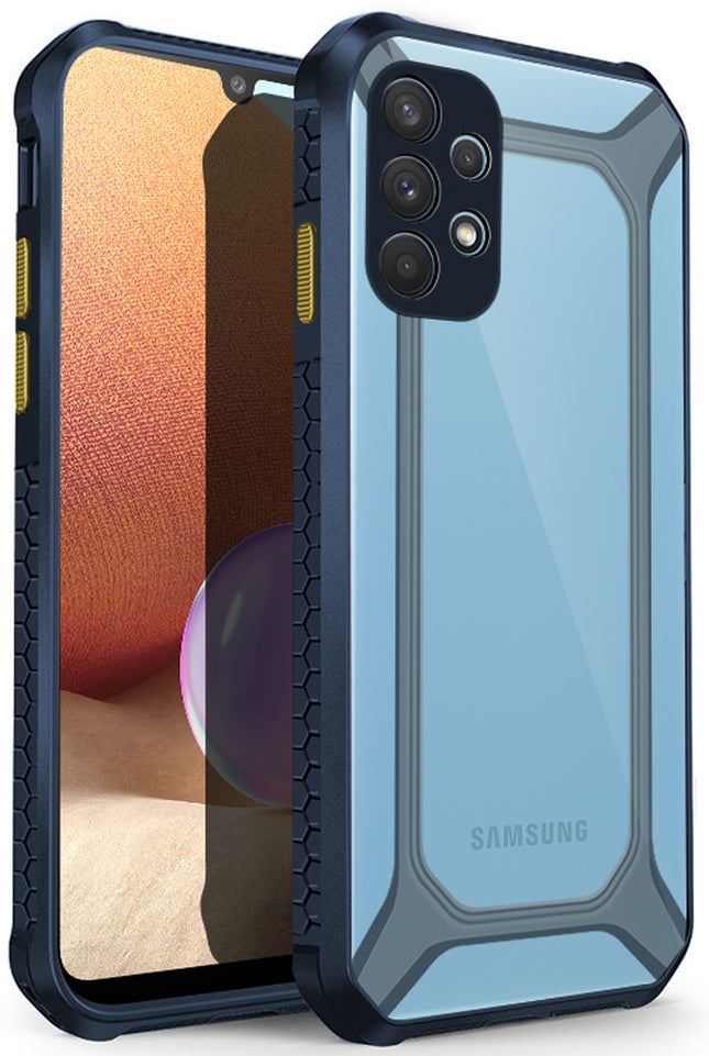 Unicorn for Samsung Galaxy A72 Clear Back Case, [Military Grade Protection] Shock Proof Slim Hybrid Bumper Cover (Blue)