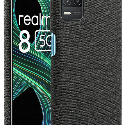 Woven Soft Fabric Case for Realme 8 (5G) Back Cover, Shock Protection Slim Hard Anti Slip Back Cover (Black)