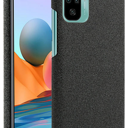 Woven Soft Fabric Case for Xiaomi Redmi Note 10 /  Note 10S Back Cover, Shock Protection Slim Hard Anti Slip Back Cover (Black)
