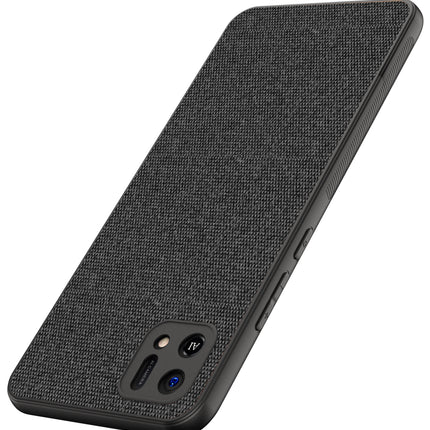 Soft Fabric Hybrid Protective Back Case Cover for Oppo A16K (Black)