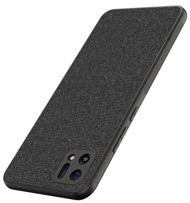 Soft Fabric Hybrid Protective Back Case Cover for Oppo A16K (Black)