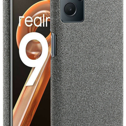 Woven Soft Fabric Case for Realme 9i Back Cover, Shock Protection Slim Hard Anti Slip Back Cover (Grey)