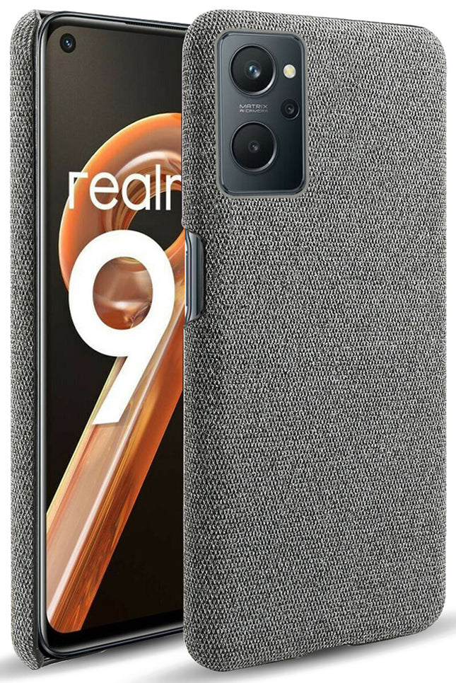Woven Soft Fabric Case for Realme 9i Back Cover, Shock Protection Slim Hard Anti Slip Back Cover (Grey)