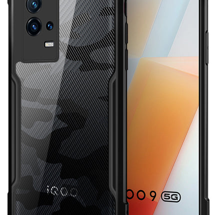 Beetle Camouflage for Vivo IQOO 9 Back Case, [Military Grade] Shockproof Slim Hybrid Cover (Black)