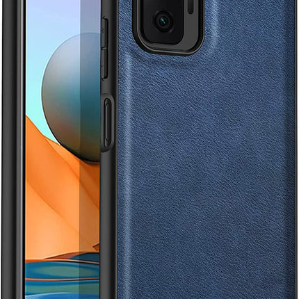 Tux Back Case for Xiaomi Redmi Note 10 Pro /  Note 10 Pro Max , Slim Leather Case with Soft Edge Shockproof Back Cover (Blue)