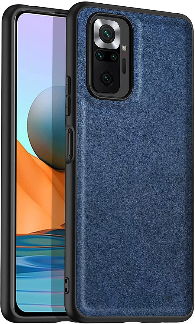 Tux Back Case for Xiaomi Redmi Note 10 Pro /  Note 10 Pro Max , Slim Leather Case with Soft Edge Shockproof Back Cover (Blue)