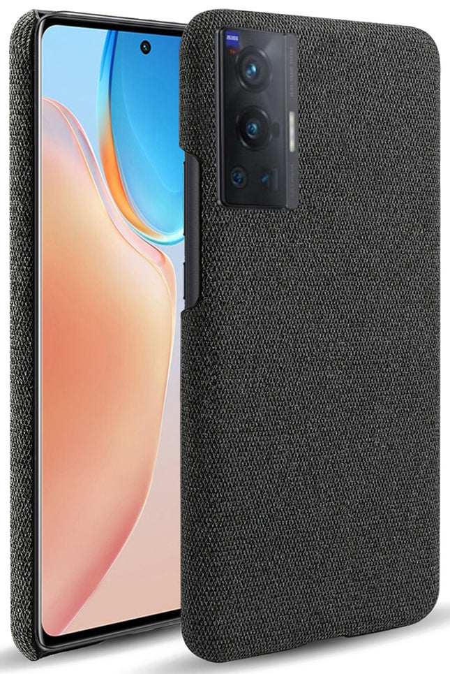 Woven Soft Fabric Case for Vivo X70 PRO Back Cover, Shock Protection Slim Hard Anti Slip Back Cover (Black)