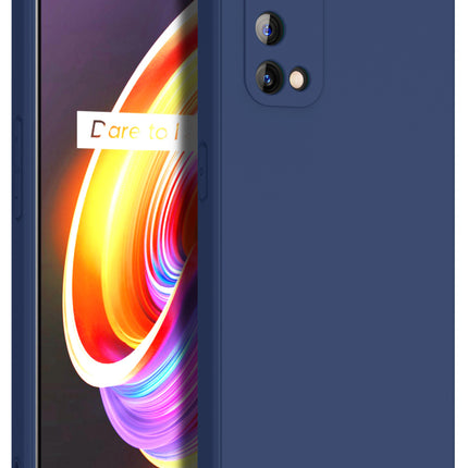 Matte Lens Protective Back Cover for Realme X7 PRO , Slim Silicone with Soft Lining Shockproof Flexible Full Body Bumper Case (Blue)