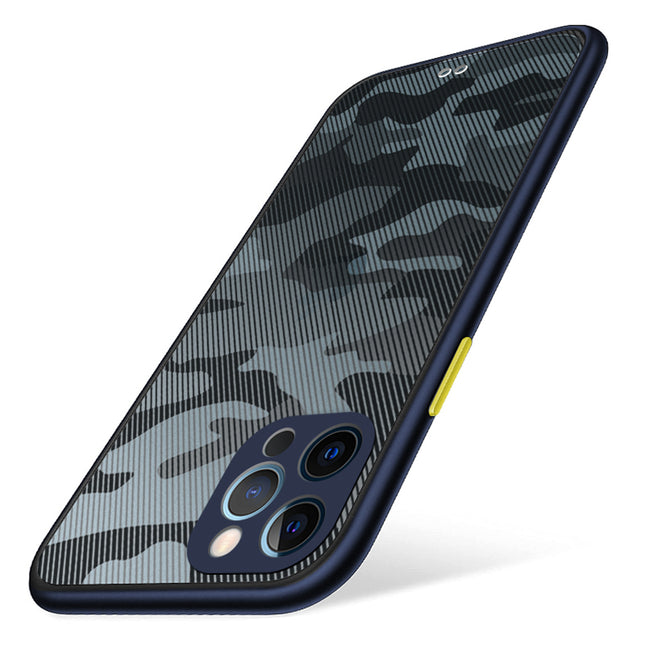 Camouflage Paper Thin Back Cover For Apple iPhone 12 Pro Max (6.7) , Super Slim Matte Translucent Full Protection Back Case (Blue)